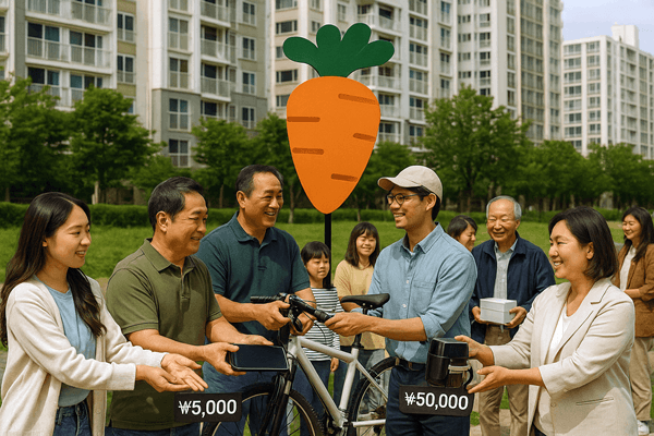 People trading second-hand goods in Korea