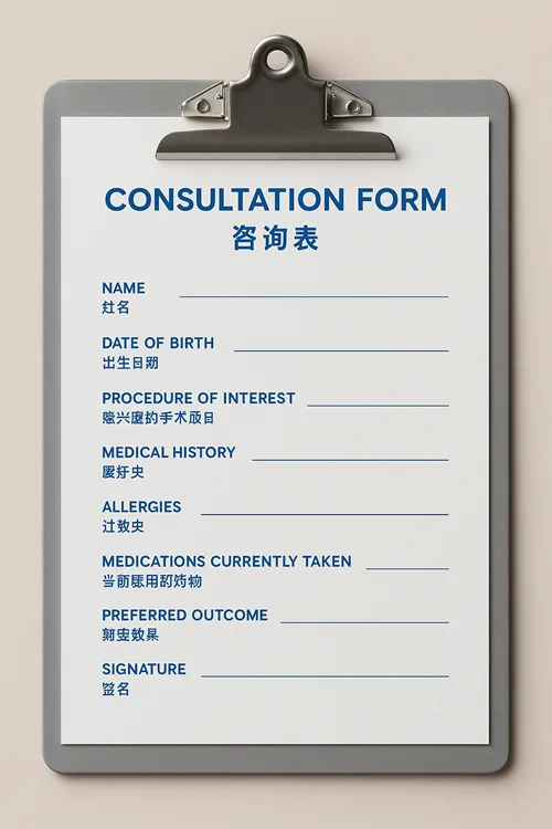 Consult room and bilingual post-care documents