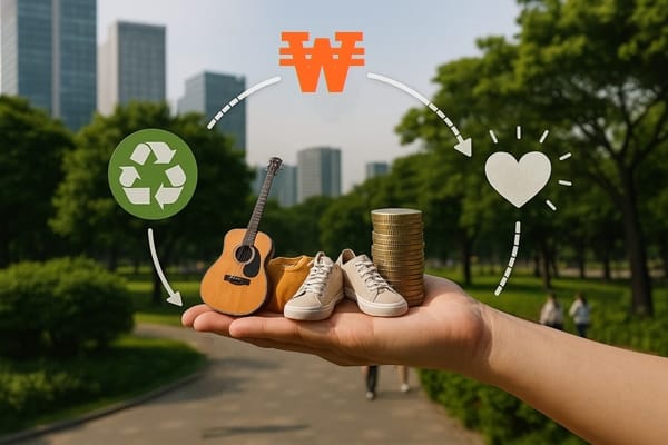 People trading second-hand goods in Korea
