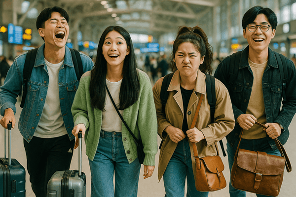 Korean travelers enjoying cityscapes in Japan and beach resorts in Southeast Asia
