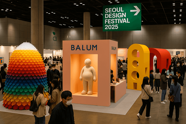 Design installations and booths at COEX during Seoul Design Festival 2025
