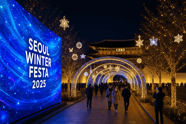 Media art and winter lights around Gwanghwamun during Seoul Winter Festa 2025