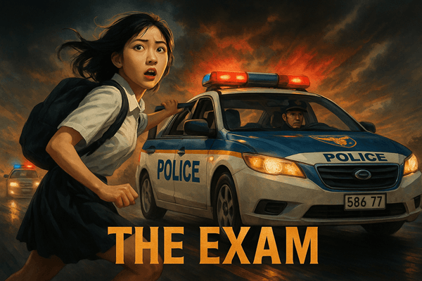Korean CSAT student being escorted by police motorcycle on exam day