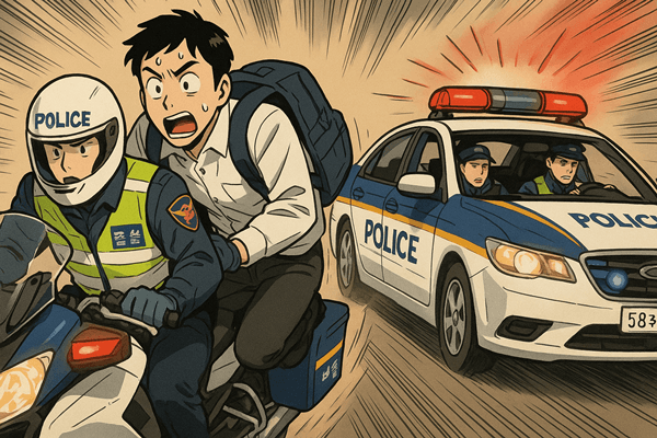 Korean CSAT student being escorted by police motorcycle on exam day